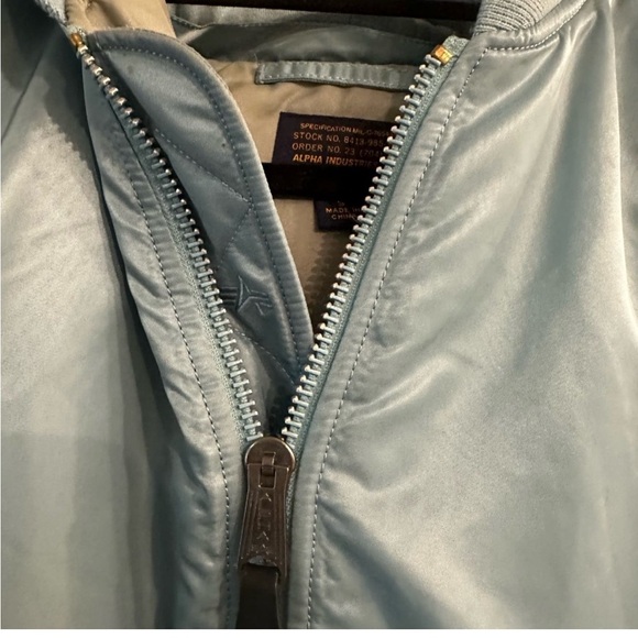 Alpha Industries MA-1 blue bomber jacket with hood size small - Picture 5 of 13